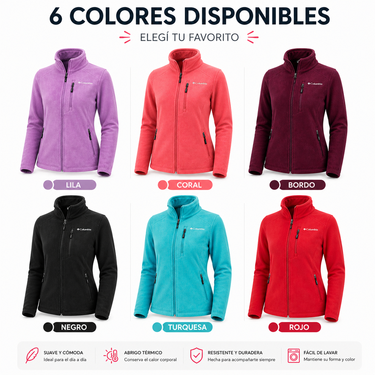 Colores surtidos de la campera micropolar mujer